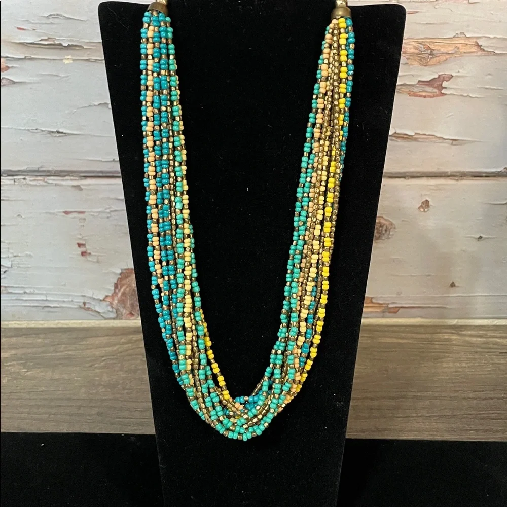 ZAD Turquoise and Yellow Beaded Necklace - Picture 7 of 7